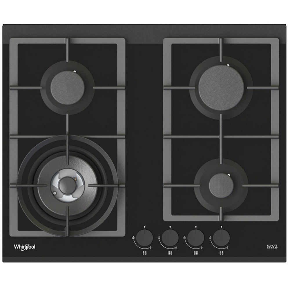 60cm 4 Burner Gas Cooktop In Black Glass