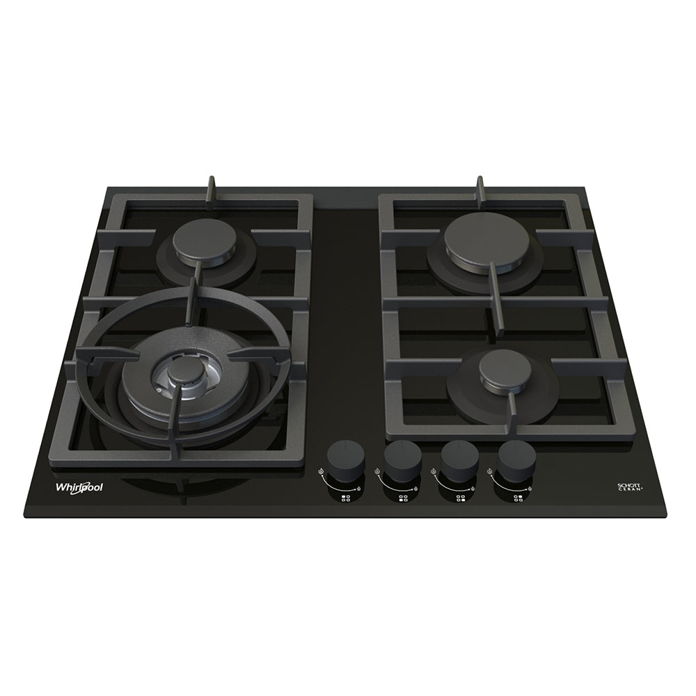60cm 4 Burner Gas Cooktop In Black Glass