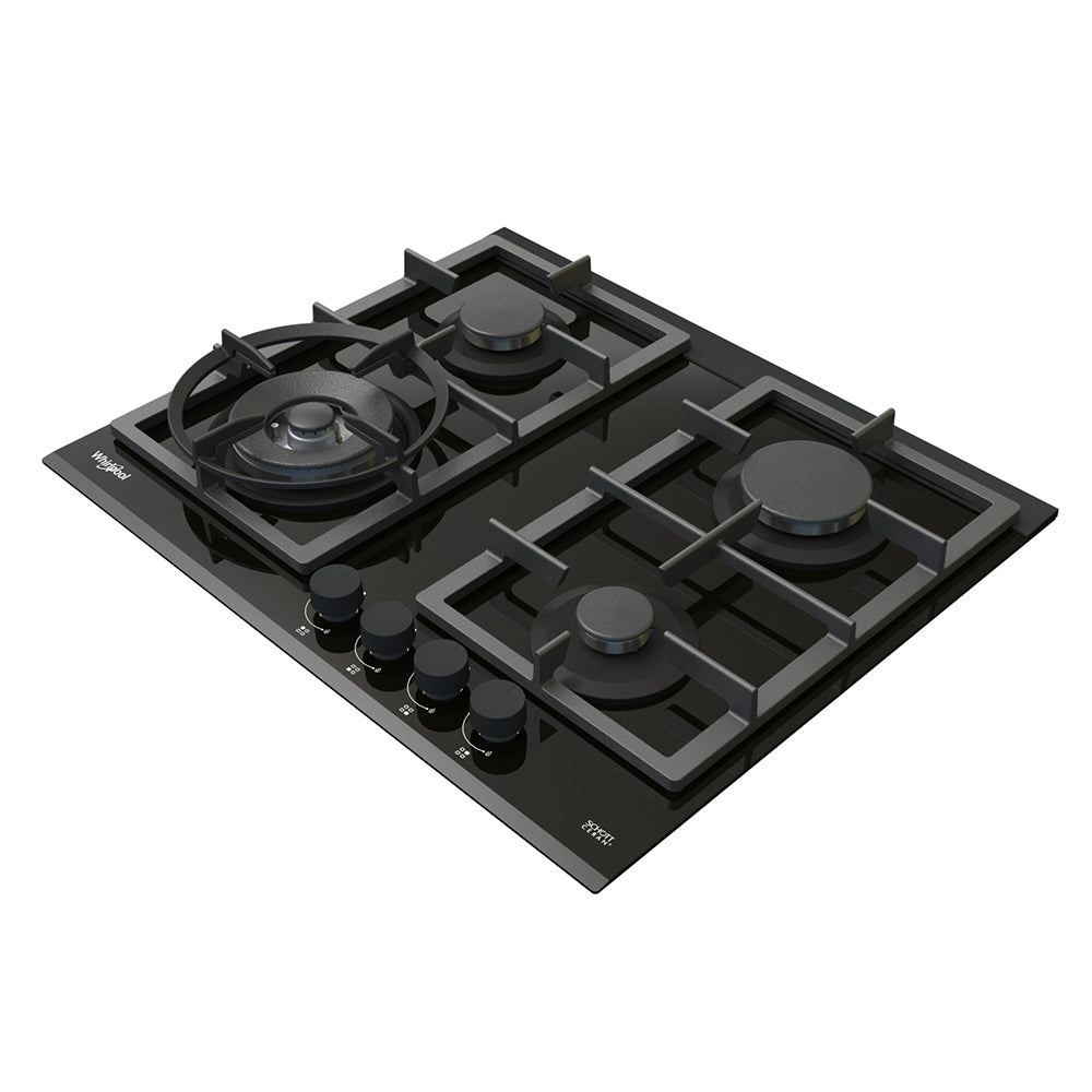 60cm 4 Burner Gas Cooktop In Black Glass
