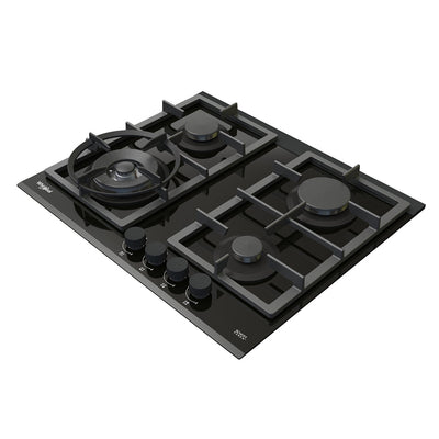 60cm 4 Burner Gas Cooktop In Black Glass