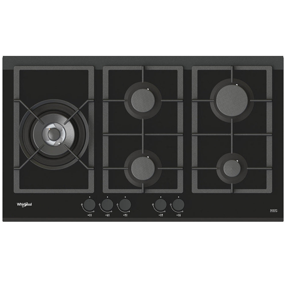 90cm 5 Burner Gas Cooktop In Black Glass