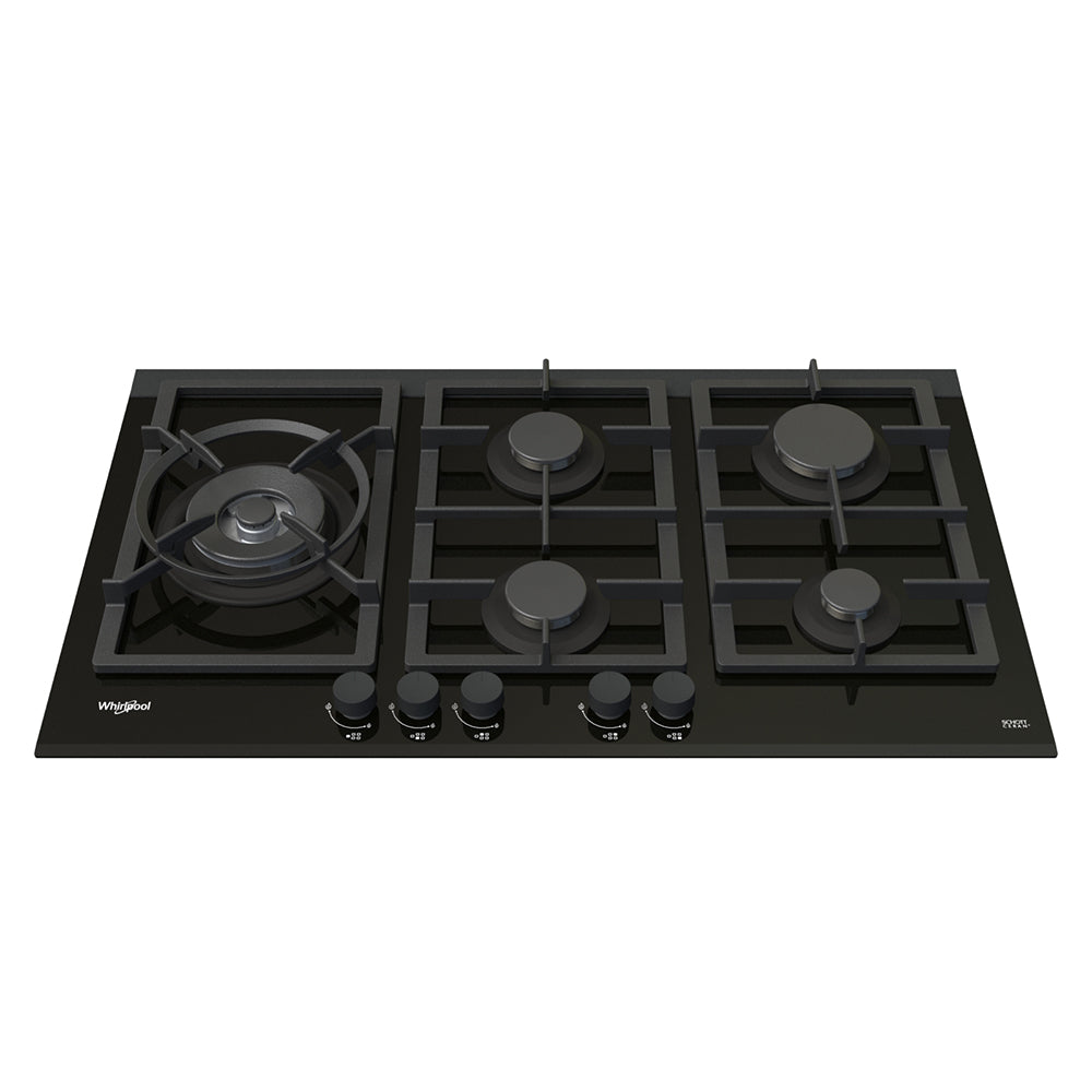 90cm 5 Burner Gas Cooktop In Black Glass