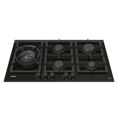 90cm 5 Burner Gas Cooktop In Black Glass