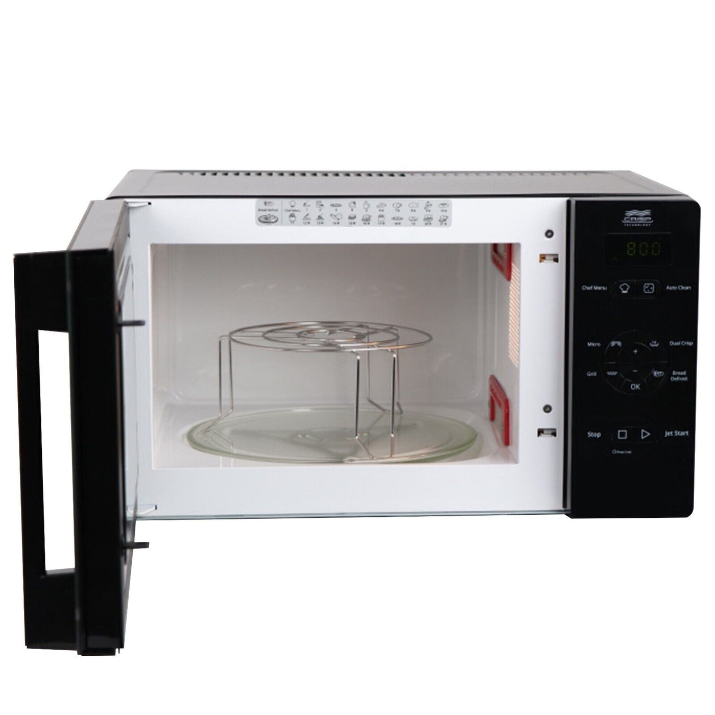 25L 800W Microwave Oven With Crisp & Grill In Black