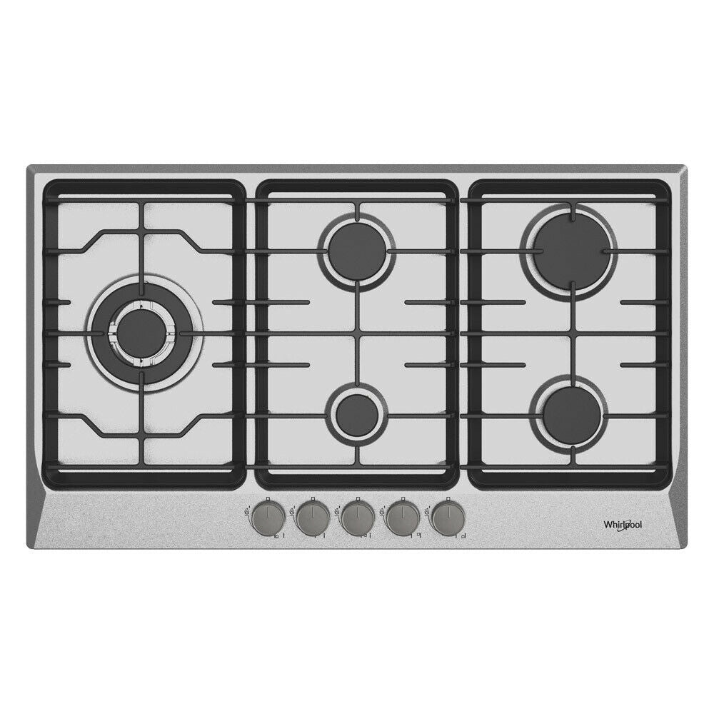 Whirlpool 90cm 5 Burner Gas Cooktop In S/Steel