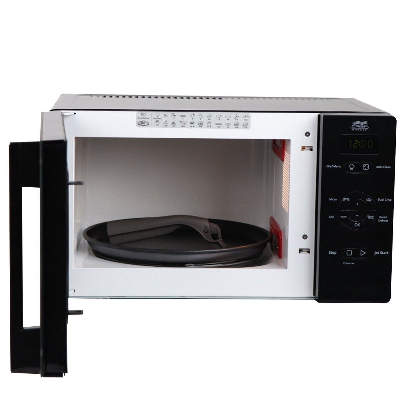 25L 800W Microwave Oven With Crisp & Grill In Black